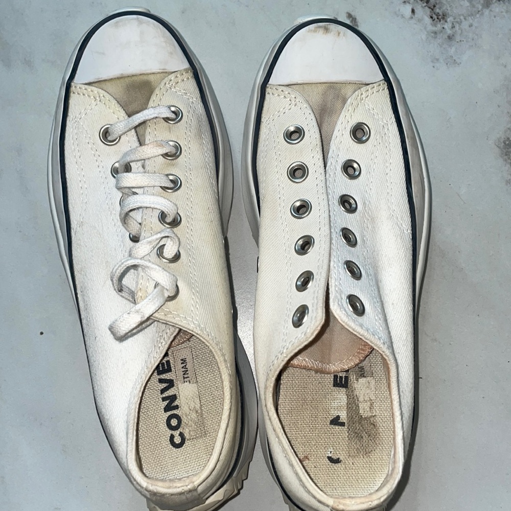 White and Cream platform converse , low top W8.5